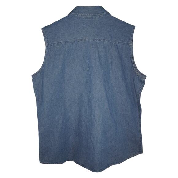 Vintage Disney Store Denim Shirt Eeyore Piglet Embroidered Sleeveless Large - Picture 2 of 6